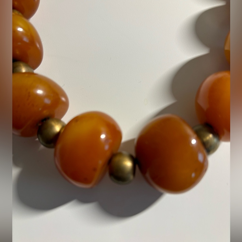 Gorgeous natural copal with metal and stone accents necklace. 22” - Picture 5 of 7